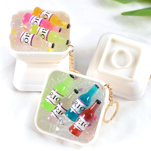 Iced cocktail drink keychain, realistic food toy model ornament, creative <b>gift</b> bag pendant - Product Image 2