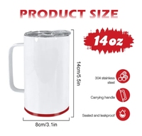 Mug à café par sublimation de 14 oz avec fond de rangement, gobelet isotherme en acier inoxydable pour impression par presse à chaud