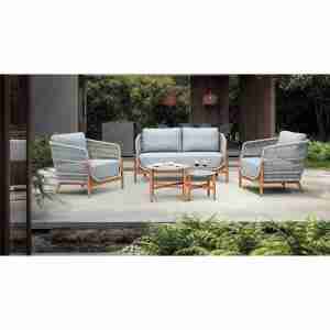 Modern Quality Outdoor Garden Furniture Set Hand Woven Nordic Rope and Chair Metal for Courtyard and Hotel Use - Product Image 1