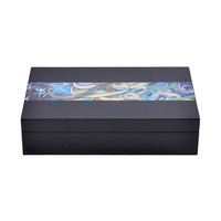 Boîte cadeau de luxe en bois de style moyen-oriental, finition laquée, imprimée à la main en sérigraphie, pour dattes, en stock pour le Ramadan, collection Jeddah KSA