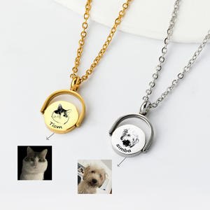 Collier avec pendentif pour chien et chat en acier inoxydable gravé sur mesure, plaqué <span class=keywords><strong>or</strong></span>, personnalisé, cadeau <span class=keywords><strong>d</strong></span>'anniversaire pour animaux de compagnie - Product Image 3