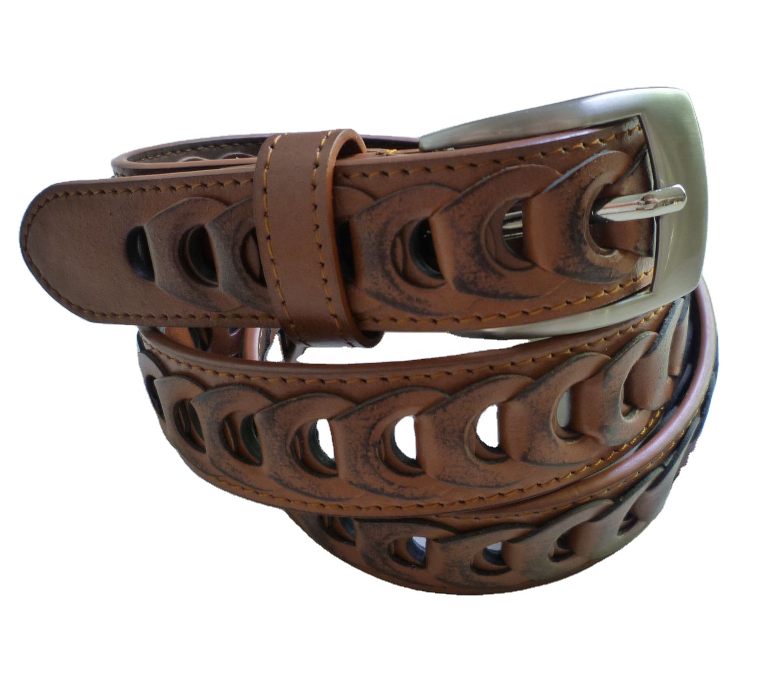 Men PU Braided Belt in Hot Selling in Satin Nickel Buckle in Durable Quality