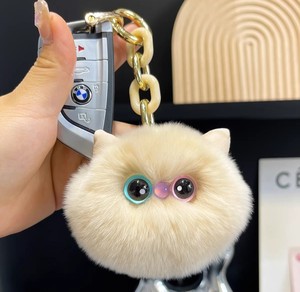 Portachiavi in peluche per gatti carino in vera pelliccia portachiavi per auto borsa portachiavi regalo per donne adolescenti ragazze zaino per bambini borsa regalo di compleanno - Product Image 5