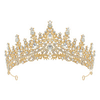 Couronne de mariée en cristal en alliage haut de gamme européen américain bijoux de robe de mariée atmosphérique pour femmes adultes diadème de couronne