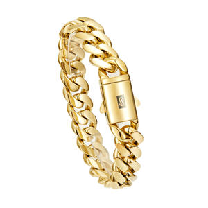 Collar de Cadena <span class=keywords><strong>Cubana</strong></span>, Chapado en Oro de 14K, Acero Inoxidable, Hebilla Lisa, Collar Hip Hop para Hombre, Regalo - Product Image 5