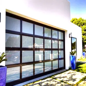 Современный стиль безопасности дизайн жилых алюминиевых автоматических рулонных стеклянных гаражных дверей цена