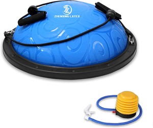 ลูกบอลโยคะแบบครึ่งลูกสำหรับฝึกสมดุลย์แกนกลาง,ปั๊มโยคะ Bosuing กันลื่นพร้อมสายรัดต้านทาน - Product Image 2