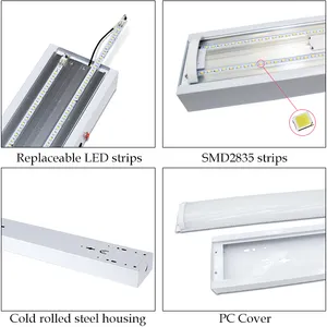 5 ans de garantie 20W 40W 60W 80W led éclairage de secours batterie plafond a mené la lumière de tube luminaire