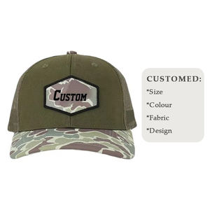 Chapeau de camionneur vintage en maille pour hommes, sport de plein air, été, broderie patchwork, chapeaux de camionneur à 6 panneaux - Product Image 1