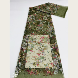 Tissu en <span class=keywords><strong>tulle</strong></span> de nylon écologique <span class=keywords><strong>transparent</strong></span> G4129 à largeur complète, brodé de sequins dégradés à motifs floraux, idéal pour les mariages et les robes de mariée Morandi - Product Image 1