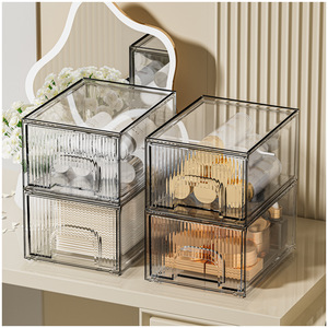 Elegant Clear Stackable <b>Plastic</b> Cosmetic Organizers <b>Drawers</b> Makeup Small Items Dresser Vanity Kitchen Cabinet - Product Image 1