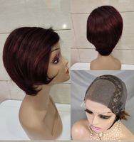 Perruque Coupe Pixie Sans Colle 100% Cheveux Vierges Brésiliens Frontale Transparente Prête à Expédier 4*4 Lace Courte Baby Swiss Lace Style Frontal en Dentelle