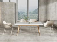 Chaise de salle à manger en plastique au design contemporain, résistante aux intempéries pour l'utilisation dans le jardin ou sur la terrasse, avec pieds en métal