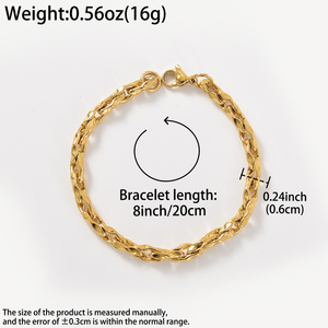 bulk <b>gold</b> polished twisted glossy luxurious minimalist <b>solid</b> sleek fashion chain link stainless steel wholesale luxe bracelet - Product Image 6