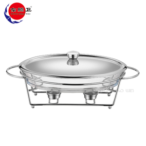 Oval Gold Chafing Dishes Buffet Soup Pots Heating Catering Equipment Glass <strong>Food</strong> Warmer Casserole Stockpots With <strong>Stand</strong> and Lid - Product Image 5
