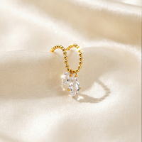 Bracelet en acier inoxydable plaqué or 18 carats avec chaîne à billes et zircon cubique taille poire, bracelet délicat et minimaliste pour femme, vente en gros