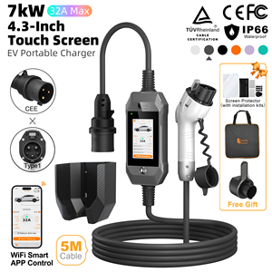 Cargador para Vehículos Eléctricos Feyree de 7kW 32A Tipo 1 Monofásico, Pantalla Táctil HD de 4.3 Pulgadas, Cable de 5M, Cargador SAE J1772 con Historial de Carga - Product Image 3