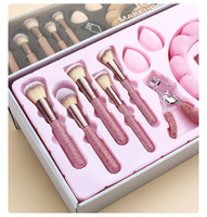 Ensemble de pinceaux de maquillage en strass scintillants personnalisés avec logo 23 pièces, style professionnel, vente en gros, pinceaux de maquillage de luxe en diamant