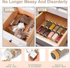 Kitchen Home Refillable Spice Jar Bottle Storage Wholesales Borosilicate Seasoning Herb Containers Set With Bamboo Lid for Spice - Product Image 3