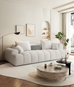 Ensemble de canapés <span class=keywords><strong>Chesterfield</strong></span> modernes Mufang à trois places - Canapé en tissu <span class=keywords><strong>couleur</strong></span> crème pour hôtel et salon - Product Image 2