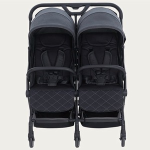 Cochecito Doble de Lujo Certificado EN1888 para Bebés, con Tela de Lino, Estructura de Acero Inoxidable, Parabrisas y Cubrepiés, Plegable para Dos Niños - Product Image 2
