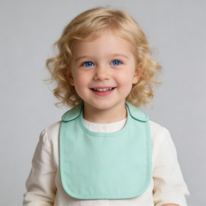 مريلة أطفال بيضاء للجنسين مصبوغة بلون واحد صديقة للبيئة مع إمكانية تخصيص النص الشخصي مصنوعة من القطن للتغذية - Product Image 2