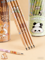 Ensemble de crayons à mine hexagonaux HB imprimés mignons, écriture fluide, antidérapants, papeterie promotionnelle pour étudiants avec boîte de rangement en conserve