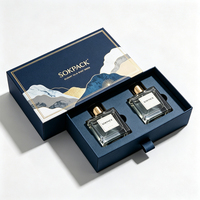 Boîte cadeau de luxe personnalisée pour parfum, rigide, avec ruban et languette de tirage, double flacon, en papier écologique, pour emballage de coffret de parfum