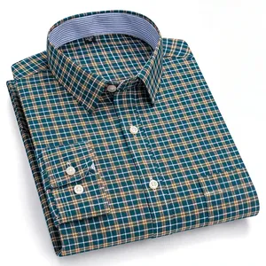 Nouveauté : Chemises à manches longues pour hommes en taille plus 7XL, 100% coton Oxford, décontractées élégantes, respirantes, printemps, vintage, à carreaux - Product Image 3