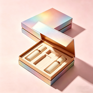 Custom Logo Gradient Color Holographic Printing <b>Makeup</b> <b>Box</b> Magnetic Flip Up Premium Cosmetic Gift Packaging Paper <b>Box</b> - Product Image 1