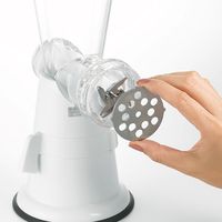 Multifunctionele handmatige roterende kaas-, fruit- en groentesnijder met handvat en ronde draaibak voor huishoudelijk gebruik