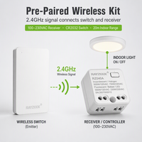 Kit interrupteur et récepteur sans fil 100-230VAC 5A 2.4GHz pour commande d'éclairage à distance ON/OFF pour rénovation intérieure