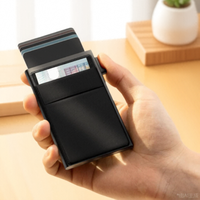 Dompet Kartu Kredit Bisnis Minimalis Anti-RFID dengan Kantong Uang dan Tempat Kartu Logam untuk Uang Kertas