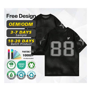 BSCI Certification <b>Sweater</b> Manufacturer Custom logo Men Short Sleeve <b>Vintage</b> Lightweight Baggy Crochet Football Jersey <b>Sweater</b> - Product Image 1