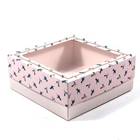Promotionnel Bas Prix Snack Chocolat Rose Pâtisserie Carton Jetable Boulangerie Carré Transparent Boîte À Gâteau
