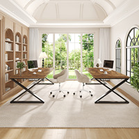 Bureau moderne extra-long, grand bureau industriel rustique pour bureau à domicile, chambre à coucher, salle à manger, salon