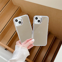 Nouvelle coque de téléphone miroir 3 en 1, coque de téléphone portable en PC, coque miroir électro-plaquée avec de grands trous pour iPhone 14, coque arrière