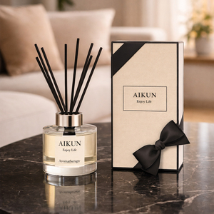 Aikun Ribbon Gift Box Reed <b>Diffuser</b> Set <b>with</b> Decorative Glass Bottle and Rattan <b>Sticks</b> for Premium Home Fragrance Gift - Product Image 1