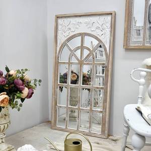 Espejo de Pared Decorativo Rústico con Marco de Madera Tallada con Flores, Estilo Rústico, Ecológico, de 5.0 mm de Grosor, para Hogar y Hoteles - Product Image 1