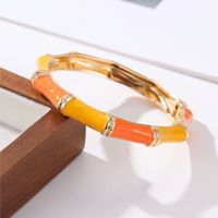 Gelang Bambu Tetesan Minyak Warna-warni Eropa dan Amerika, Gelang Namel Berlapis Elektroplating Alloy untuk Wanita, Tersedia Grosir