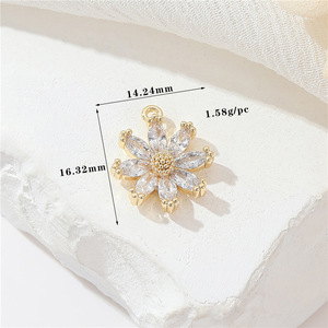 Pendentif micro-incrusté de zircon couleur or 14 carats Zhongxing, accessoires DIY, pendentif trèfle à quatre feuilles, papillon, perle, pour collier - Product Image 5