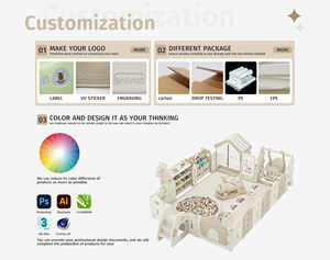 Parque de juegos infantil MIGO Bear con diseño de cielo estrellado, valla de seguridad para bebés, barandilla de protección, casa pequeña de interior, área de juegos para niños - Product Image 5