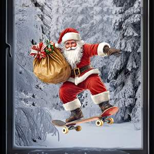Ensemble d'autocollants de Noël assortis Père Noël pour fenêtre – Décorations festives pour la maison, les vitrines et les fournitures de fête de Noël - Product Image 4