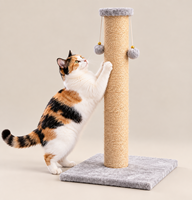 Poteau à gratter pour chat en sisal avec jouet boule en peluche, poteau à gratter pour chat en corde personnalisé, base carrée robuste, arbre à chat en gros