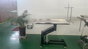 Meja Operasi Hidrolik Kompak untuk Hewan Peliharaan - Meja Operasi Hewan dari Baja Anti Karat dengan Pedal Kaki & Jaring Drainase - Product Image 2