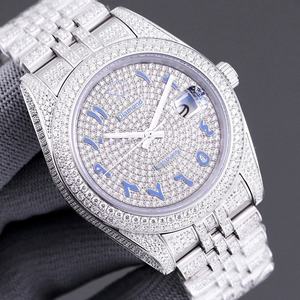 Montre mécanique pour homme en acier inoxydable avec bande en moissanite VVS de qualité supérieure, luxe, mode, affaires, étanche, avec aiguilles incrustées de diamants - Product Image 2