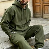 Hoodie dan Celana Panjang Gaya Amerika, Model Longgar, 2 potong, polos, tersedia untuk pesanan grosir