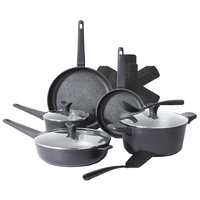 Batterie de cuisine en alliage d'aluminium en gros avec poêle à frire et couvercle en verre, compatible induction, pour usage familial et domestique
