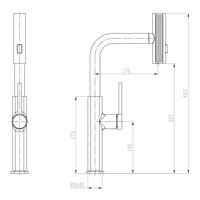 SANIPRO Nouveau produit Robinet de cuisine cascade à poser sur le plan de travail, mitigeur eau chaude et froide, 3 modes de pulvérisation, douchette extractible