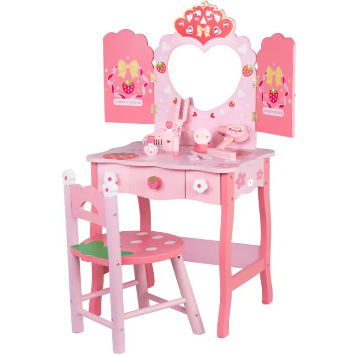 Новый деревянный розовый принцесса роскошный детский туалетный стол набор игрушек